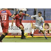 Ontario Fury forward Steve Merker (center) vs. the San Diego Sockers