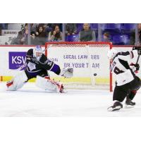 Vancouver Giants centre Tristen Nielsen scores against the Victoria Royals