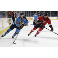 Atlanta Gladiators forward Eric Neiley (left) vs. the Adirondack Thunder