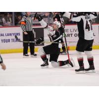 Vancouver Giants right wing Tyler Presiuso celebrates vs. the Calgary Hitmen