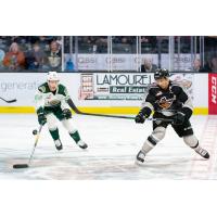 Vancouver Giants defenseman Alex Kannock Leipert (right) vs. the Everett Silvertips