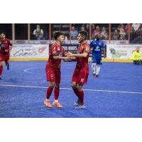 Ontario Fury react after a goal against the Kansas City Comets