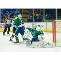 Zane McIntyre with the Utica Comets