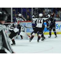 Vancouver Giants react after Bowen Byram's goal against the Victoria Royals