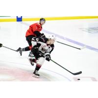Vancouver Giants defenceman Bowen Byram handles the puck against the Prince George Cougars