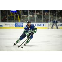 Florida Everblades center Hunter Garlent in his Florida Skunk Apes uniform