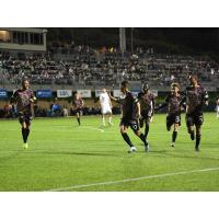 Las Vegas Lights FC midfielder Junior Burgos after his goal