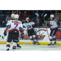 Trevor Wong of the Kelowna Rockets Reacts after a goal