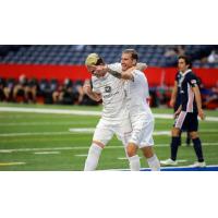 Louisville City FC celebrates a goal against Indy Eleven