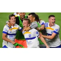 The San Jose Earthquakes celebrate Jackson Yueill's game-winning goal in stoppage time