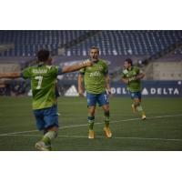 Seattle Sounders FC celebrates a goal