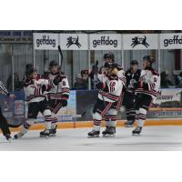 Aberdeen Wings celebrate a goal in the season opener