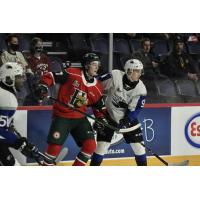 Saint John Sea Dogs left wing Charles Savoie (right) vs. the Halifax Mooseheads
