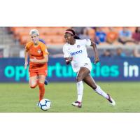 Forward Cheyna Matthews (right) with the Washington Spirit