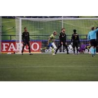 Seattle Sounders FC react after a goal against LAFC