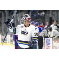 Sioux Falls Stampede goaltender Derek Mullahy vs. the Des Moines Buccaneers