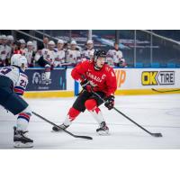 Vancouver Giants defenceman Bowen Byram skating with Canada