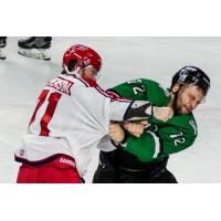 Allen Americans forward Dyson Stevenson lands a punch