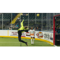 St. Louis Ambush goalkeeper Brett Petricek deflects a Florida Tropics shot