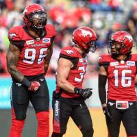 Defensive End Chris Casher with the Calgary Stampeders