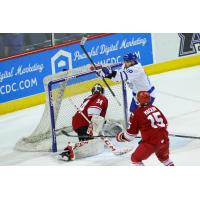 Allen Americans goaltender Jake Paterson is unable to stop the Wichita Thunder's game-winning goal