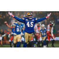 Linebacker Jovan Santos-Knox with the Winnipeg Blue Bombers