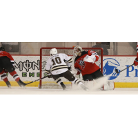 Binghamton Devils goaltender Gilles Senn vs. the Hershey Bears