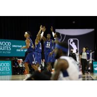 Delaware Blue Coats exchange high fives