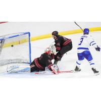 Patrik Parkkonen of the Wichita Thunder scores against the Rapid City Rush