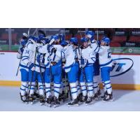 Wichita Thunder huddle up to celebrate