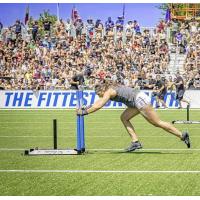 Carolyne Prevost warms up prior to a competition