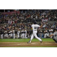 Ramon Flores at bat for the Somerset Patriots