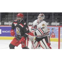 Grand Rapids Griffins left wing Givani Smith (left) vs. the Rockford IceHogs