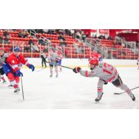 Nick Seitz shoots for the New Jersey Titans vs. the Maine Nordiques