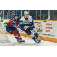 Saint John Sea Dogs left wing Nicholas Girouard (right) vs. the Halifax Mooseheads