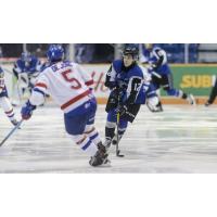Saint John Sea Dogs left wing Brady Burns vs. the Moncton Wildcats