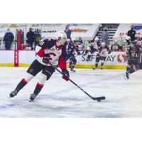 Prince George Cougars left wing Carter MacAdams vs. the Kamloops Blazers