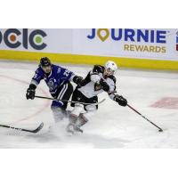 Vancouver Giants defenceman Stacha Marko (right) vs. the Victoria Royals