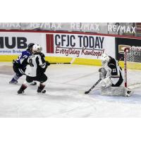 Vancouver Giants goaltender Drew Sim makes a stop vs. the Victoria Royals