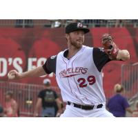 Pitcher Max Povse with the Arkansas Travelers