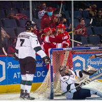 Allen Americans celebrate a goal against the Utah Grizzlies