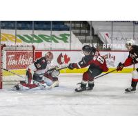 Vancouver Giants forward Tristen Nielsen Shoots against the Prince George Cougars