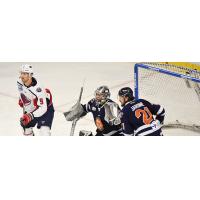 South Carolina Stingrays forward Justin Florek (left) vs. the Greenville Swamp Rabbits