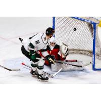 Utah Grizzlies forward Ty Lewis scores against the Rapid City Rush
