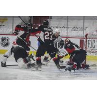 Vancouver Giants defenceman Mazden Leslie vs. the Prince George Cougars