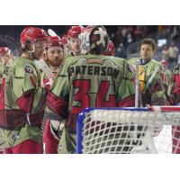 Allen Americans gather around goaltender Jake Paterson