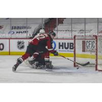 Vancouver Giants defenceman Connor Horning vs. the Kamloops Blazers