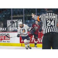 Vancouver Giants centre Tristen Nielsen reacts vs. the Kamloops Blazers