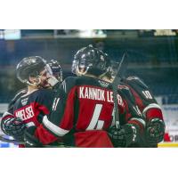 Vancouver Giants celebrate a goal vs. the Kamloops Blazers