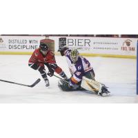 Orlando Solar Bears goaltender Kris Oldham vs. the Indy Fuel
